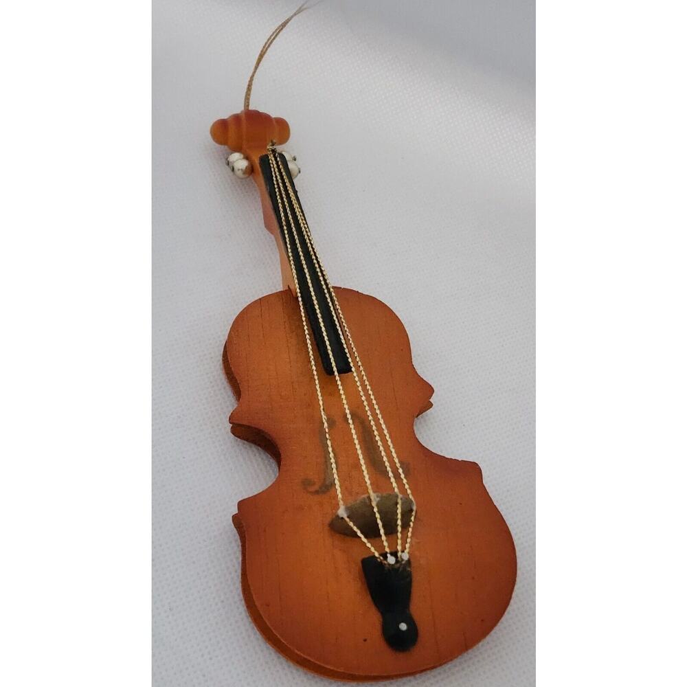 Ornament/Wall Hanging-Wooden Cello-Gold Strings-Musical Instrument